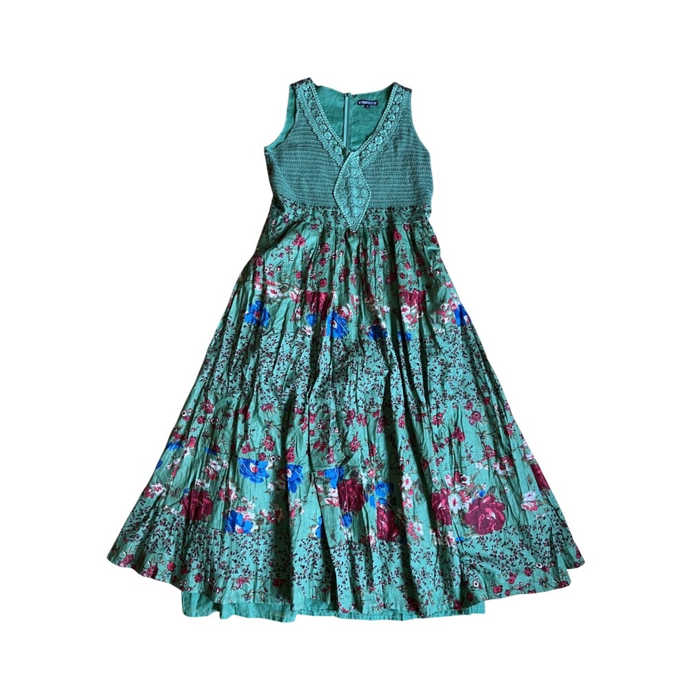 The Pyramid Collection Floral Crochet Smocked Cotton Maxi Dress M
Cottagecore
